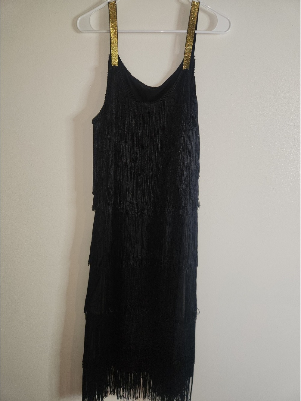 Black fringe sleeveless dress